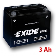 Motobaterie Exide - gelová 12V, 3Ah, 35A, YTX4L-BS, pravá