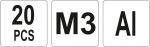 Nýtovací matice hliníková M3, 20ks