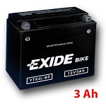 Motobaterie Exide - gelová 12V, 3Ah, 50A, YTX4L-BS, pravá ETX4L-BS