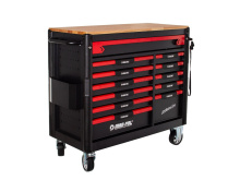 Dílenský vozík, 12 zásuvek, dřevěná deska, sada nářadí 293 ks - MAR-POL