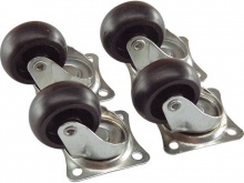 Kolečka plastová otočná, sada 4ks, O 29mm, šířka 13mm, rozměr kovové zákl. 33x38mm