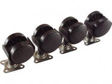 Kolečka plastová otočná, sada 4ks, O 40mm, šířka 40mm, rozměr kovové zákl. 38x38mm