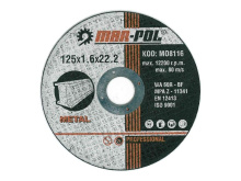 Kotouč řezný na kov, 125x1,6x22,2mm MAR-POL