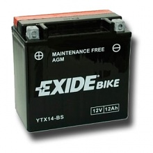 Motobaterie Exide - gelová 12V, 12Ah, 200A, YTX14-BS, levá