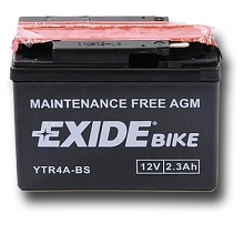 Motobaterie EXIDE BIKE Maintenance Free 2,3Ah, 12V, YTR4A-BS
