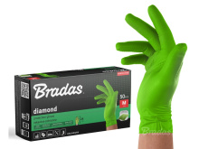 Nitrilové rukavice DIAMOND, pevné, odolné chemikáliím, 50 ks, zelené - BRADAS (Velikost: XXL (10–11))