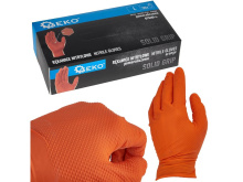 Nitrilové rukavice Solid Grip, pevné, odolné chemikáliím, 50 ks, oranžové, velikost L - GEKO