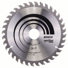 Pilový kotouč Optiline Wood - 184 x 30 x 2,6 mm, 36 BOSCH