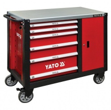 Skříňka dílenská pojízdná, 6 zásuvek +zavírací skříň červená, YATO-09002