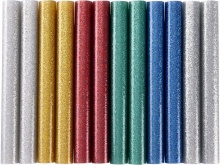 Tyčinky tavné, mix barev se třpytem (glitter), pr.11x100mm, 12ks, EXTOL CRAFT