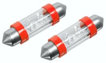 Žárovka 4LED 12V  suf. SV8.5 38mm červená  2ks