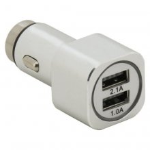 Zástrčka 12/24V 2xUSB 5V (1,0+2,1A) METAL