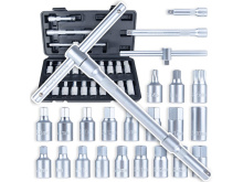 Zástrčné hlavice na zátky olejové vany 3/8", sada 23 dílů - GEKO