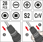 Sada šroubováků s bity 28 ks