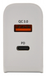 Zástrčka QUICK CHARGE 3.0 230V USB-A / USB-C 18W