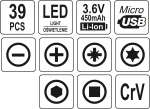 Přesný aku šroubovák 3,6V SET 39PCS