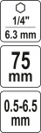 Bezklíčové rychloupínací sklíčidlo 0.5-6.5mm HEX