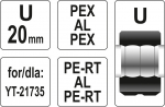 Náhradní čelisti k lisovacím kleštím YT-21735 typ U 20mm