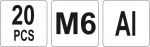 Nýtovací matice hliníková M6, 20ks