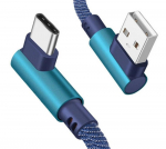 Nabíjecí kabel úhlový USB-A, USB-C, 1m, modrý