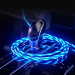 Magnetický nabíjecí USB kabel s LED podsvícením, 3v1, 1m, modrý KAXL