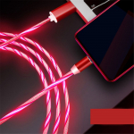 Magnetický nabíjecí USB kabel s LED podsvícením, 3v1, 1m, červený KAXL