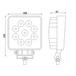 LED prostorové světlo, 9xLED, čtvercové