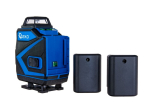 Křížový laser 360°, samonivelační, 4D, zelený, 2x Li-ion, pouzdro, příslušenství - GEKO