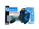 Křížový laser 360°, samonivelační, 4D, zelený, 2x Li-ion, pouzdro, příslušenství - GEKO