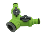 Rozdělovač hadicový Y 1/2" - 3/4" pro 2 rychlospojky s uzávěrem
