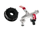 Sada pro IBC kontejner, redukce vnitřní závit S60×6 a zahradní ventil , vstup 1/2", výstup 2×3/4" - GEKO