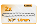 Vodící lišta pro řetězové pily 12" + 2 řetězy 3/8" 1,3 mm 45z - POWERMAT