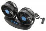 Ventilátor MITCHELL DUO 2x130mm 12V na palubní desku s teploměrem