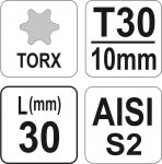 Bit 10 mm T30 x 30mm torx
