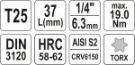 Nástavec 1/4" bit Torx T25
