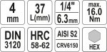 Nástavec 1/4" bit Imbus H4