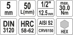 Nástavec  1/2" bit Imbus H5