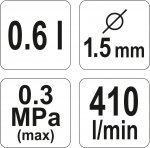 Pistole na lakování s nádrží 0,6l 1.5mm