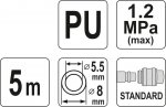 Hadice vzduchová spirální PU 5,5x8mm, 5m