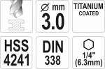 Vrták na kov TITAN 1/4" 3mm