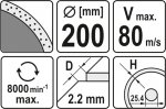 Kotouč diamantový 200 x 25,4 x 2,2 mm hladký