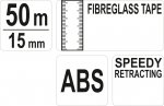 Pásmo měřící, skleněné vlákno, 50m, 15mm
