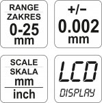 Mikrometr digitální 0-25mm