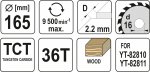 Kotouč na dřevo TCT 165 x 16 mm 36z (pro YT-82810)