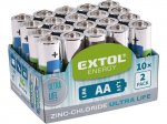 Baterie zink-chloridové, 20ks, 1,5V AA (R6), EXTOL ENERGY