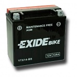 Motobaterie Exide - gelová 12V, 12Ah, 200A, YTX14-BS, levá ETX14-BS