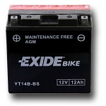 Motobaterie Exide - gelová 12V, 12Ah, 190A, YT14B-BS, levá ET14B-BS