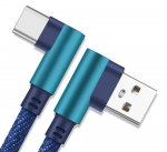 Nabíjecí kabel úhlový USB-A, USB-C, 1m, modrý