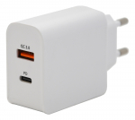 Zástrčka QUICK CHARGE 3.0 230V USB-A / USB-C 18W